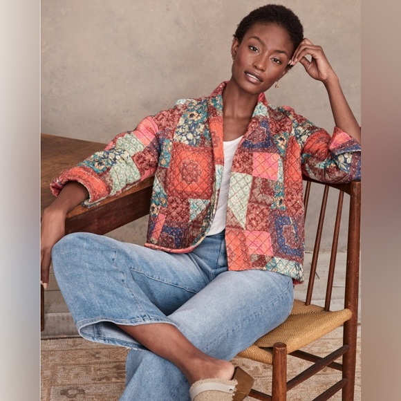 The Odell’s Women’s Mathilde Patchwork Coat Garnet‎ Hill Small $208 cottagecore - Picture 10 of 11